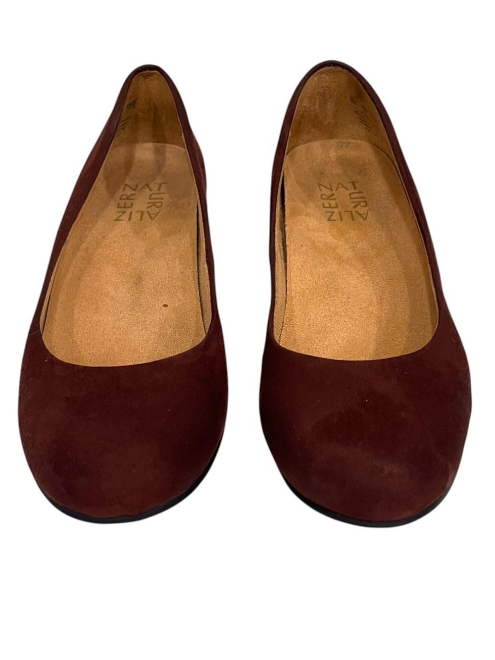 Naturalizer Burgundy Suede Round-Toe Low Block Heels 6 - Picture 2 of 7